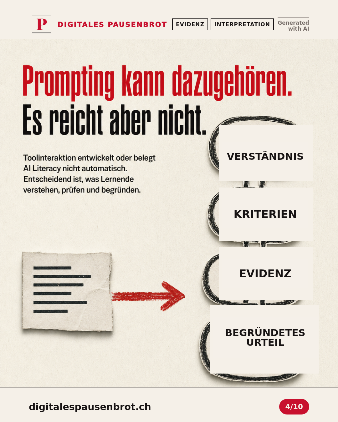 Eine Prompt-Box ist nur ein kleiner Teil einer grösseren Kette aus Verständnis, Kriterien, Evidenz und Urteil.