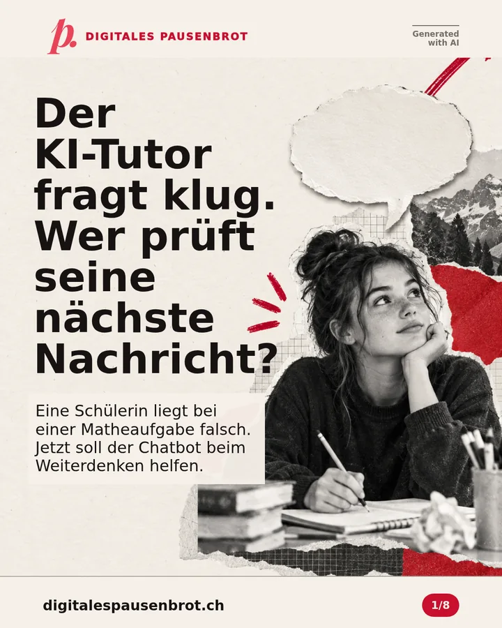 Der KI-Tutor fragt klug. Wer prüft seine nächste Nachricht? Eine Schülerin liegt bei einer Matheaufgabe falsch. Jetzt soll der Chatbot beim Weiterdenken helfen.