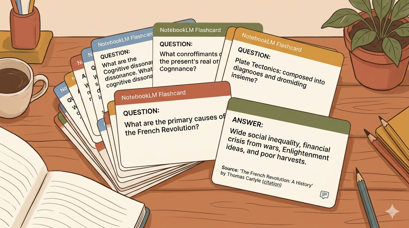 Screenshot: Der Lernführer von NotebookLM mit Quizfragen, Schlüsselbegriffen und Essayfragen nebeneinander